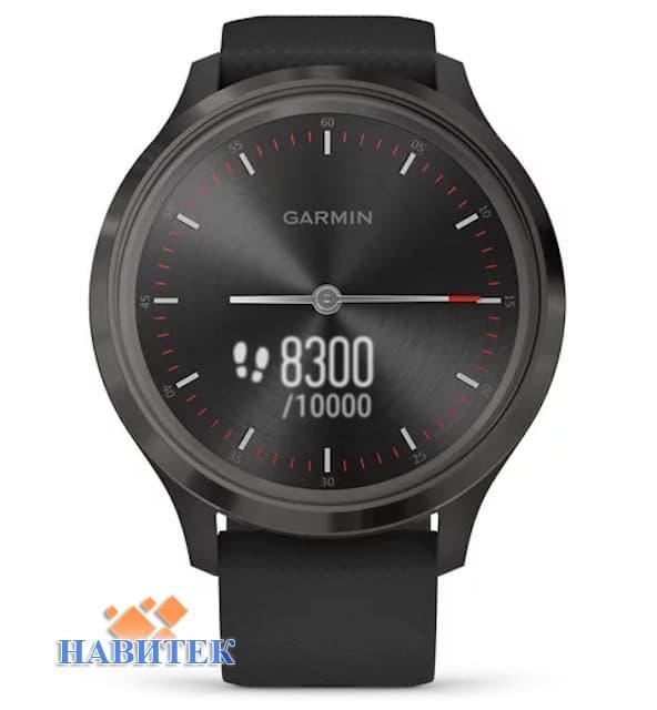 Garmin vivomove 3 Slate Stainless Steel Bezel with Black Case and Silicone Band (010-02239-01)