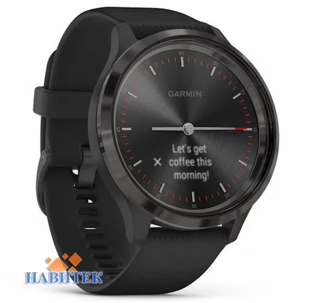Garmin vivomove 3 Slate Stainless Steel Bezel with Black Case and Silicone Band (010-02239-01)