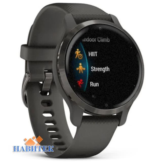 Garmin Venu 2S Slate Stainless Steel Bezel with Graphite Case and Silicone Band (010-02429-10)