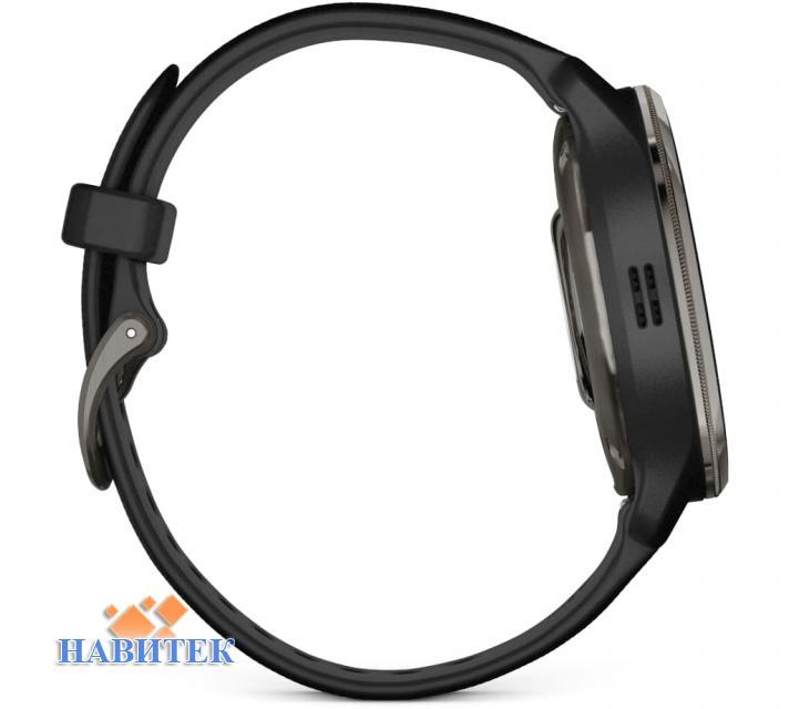 Garmin Venu 2 Plus - Slate Stainless Steel Bezel with Black Case and Silicone Band (010-02496-11)