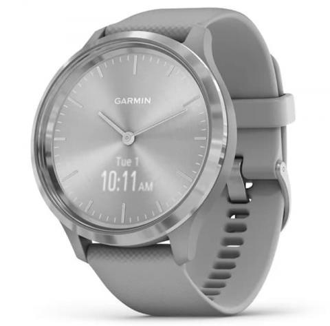 Garmin vivomove 3 Silver Stainless Steel Bezel with Powder Gray Case and Silicone Band (010-02239-20)