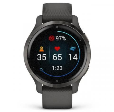 Garmin Venu 2S Slate Stainless Steel Bezel with Graphite Case and Silicone Band (010-02429-10)
