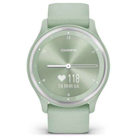 Garmin vivomove Sport - Cool Mint Case and Silicone Band with Silver Accents (010-02566-03)