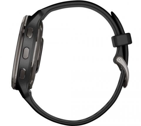 Garmin Venu 2 Plus - Slate Stainless Steel Bezel with Black Case and Silicone Band (010-02496-11)