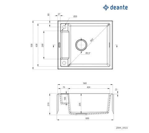 Deante Magnetic, 560х500х219 мм (ZRM_G103)