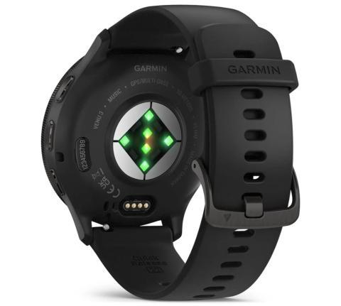 Garmin Venu 3 - Slate Stainless Steel Bezel with Black Case and Silicone Band (010-02784-01)