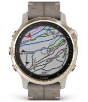 Garmin fenix 6S Pro Solar Light Gold with Shale Gray Suede Band (010-02409-26)