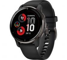 Garmin Venu 2 Plus - Slate Stainless Steel Bezel with Black Case and Silicone Band (010-02496-11) - фото 1