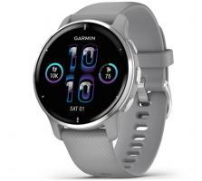 Garmin Venu 2 Plus - Silver Stainless Steel Bezel with Powder Gray Case and Silicone Band (010-02496-10) - фото 1