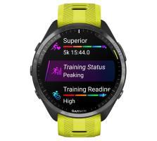 Garmin Forerunner 965, Carbon Gray DLC Titanium Bezel with Black Case and Amp Yellow/Black Silicone Band (010-02809-12) - фото 2