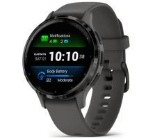 Garmin Venu 3S - Slate Stainless Steel Bezel with Pebble Gray Case and Silicone Band (010-02785-00)