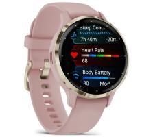 Garmin Venu 3S - Soft Gold Stainless Steel Bezel with Dust Rose Case and Silicone Band (010-02785-03)