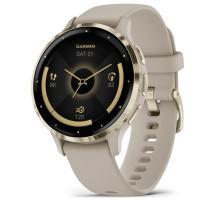 Garmin Venu 3S - Soft Gold Stainless Steel Bezel with French Gray Case and Silicone Band (010-02785-02)